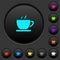 Cup of coffee dark push buttons with color icons