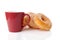 Cup of coffee and donuts