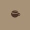 Cup and Coffee flat icon. Cup of coffee and coffee grain on a light-brown background. Coffe break icon
