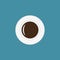 Cup of coffee icon in flat style. Top view. Vector illustration