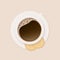 Cup of Coffee on a light Background with cookies , Top View, vector