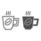 Cup of coffee line and solid icon. Morning energetic, hot drink mug and bean symbol, outline style pictogram on white