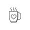 cup of coffee with love dusk icon. Element of drinks and beverages icon for mobile concept and web apps. Thin line cup of coffee