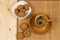 Cup of coffee and low-calorie cookies made from cereals