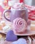 Cup of coffee with meringues and marshmallows, Turkish delight