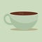 a cup of coffee. Minimalistic vector illustration of coffee on a green background. Saucer and cup