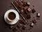 A Cup Of Coffee Next To A Plate Of Chocolate. Generative AI