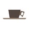 Cup coffee side view vector flat closeup sign. Chocolate drink aroma hot restaurant mug