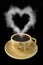 Cup of coffee and steam like a heart