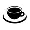 Cup of coffee vector icon, logo, sign, emblem. Black abstract coffee cup and saucer, isolated on white background