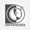 Cup of coffee and a watch labeled COFFEE BREAK. Vector illustration for logos, brands, stickers, and theme design