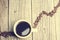 Cup of coffee on a wooden background