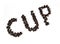 Cup of coffee - word cup spelled out