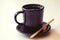 A Cup of espresso. Wooden bamboo stirring stick. Morning invigorating drink.
