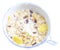 Cup with fresh milk, flakes and dry fruits