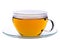 Cup of green chinese gunpowder tea on saucer, clipping path incl