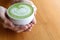 A cup of green tea matcha latte