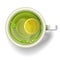 Cup of green tea with a slice of lemon.