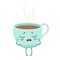 Cup Of Hot Coffee Cute Anime Humanized Cartoon Food Character Emoji Vector Illustration