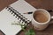 A cup of hot coffee, flowers and book, Romantic background