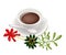 A Cup of Hot Coffee with Mistletoe Bunch