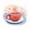 Cup of hot coffee with steam. Vector illustration in flat style. Flat clipart illustration of a colorful coffee mug on white