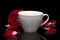 Cup with hot drink, rose