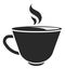 Cup with hot drink. Smoking coffee logo. Tea mug icon