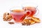 Cup of hot tea with cinnamon, orange, anise