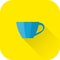 Cup icon. Vector. Flat design with long shadow.