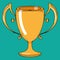 Cup icon. Vector illustration of the award in the form of a cup with large handles. Hand drawn cup for winning the competition