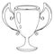 Cup icon. Vector illustration of the award in the form of a cup with large handles. Hand drawn cup for winning the competition