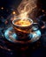 Cup of Magic Coffee with Sparkles - AI generated