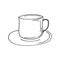 cup and saucer. hand drawn doodle icon. , scandinavian, nordic, minimalism, monochrome. kitchen, cozy home, hygge, cafe