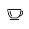 Cup and saucer icon. Outline symbol of coffee and fragrant cappuccino