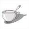 Cup with spoon icon. Vector illustration of a coffee cup with a small coffee spoon. Hand drawn cup, mug of tea with a spoon