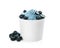 Cup of tasty frozen yogurt with blueberries on background