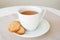 Cup of tea with cereal biscuits