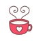 Cup of tea with heart-shaped steam. Valentine's day illustration