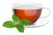 Cup tea and leaves of mint.