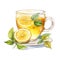 Cup of tea with lemon isolated on white. Watercolor illustration. Made with generative ai