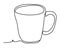 Cup of tea Vector illustration isolated on white background. Continuous line drawing. Vector monochrome, drawing by