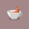 Cup of tea vector illustration. Porcelain mug with hot tea picture.