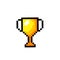 cup, trophy 8-bit pixel graphics icon. Pixel art style. Game assets. 8-bit sprite. Isolated vector illustration EPS 10