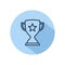 Cup trophy line icon vector, trophy champions with star isolated on blue circle