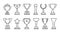 Cup trophy vector icons, award black thin line, winner champion reward. Editable stroke. Sport illustration