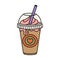 A cup of Valentine\\\'s coffee. Cold drink with a straw.