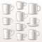 Cup vector empty mugs for coffee or tea for branding and simple teacup of various shapes illustration set of white