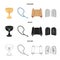 A cup of wine, Islamic beads, ten commandments, tanakh. Religion set collection icons in cartoon,black,outline style