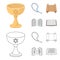 A cup of wine, Islamic beads, ten commandments, tanakh. Religion set collection icons in cartoon,outline style vector
